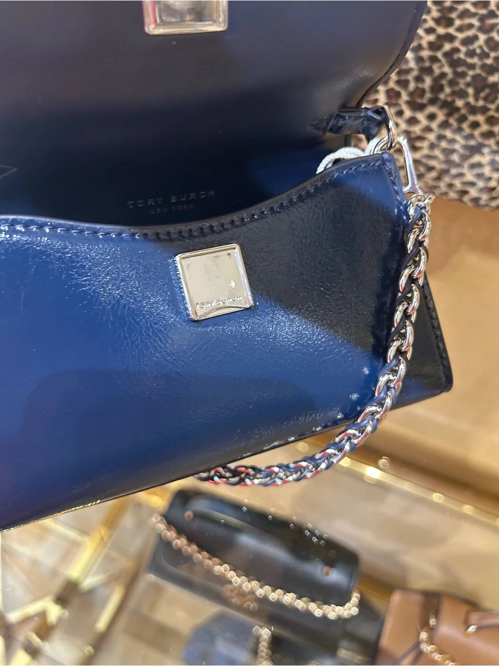 Tory Burch Britten blue patten Shoulder & Top-Handle Bag mini - Brown/Black